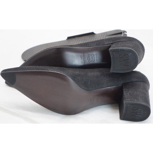 Stuart Weitzman size 9M block hill black sparkly shoes Pointy Toe - Picture 9 of 9